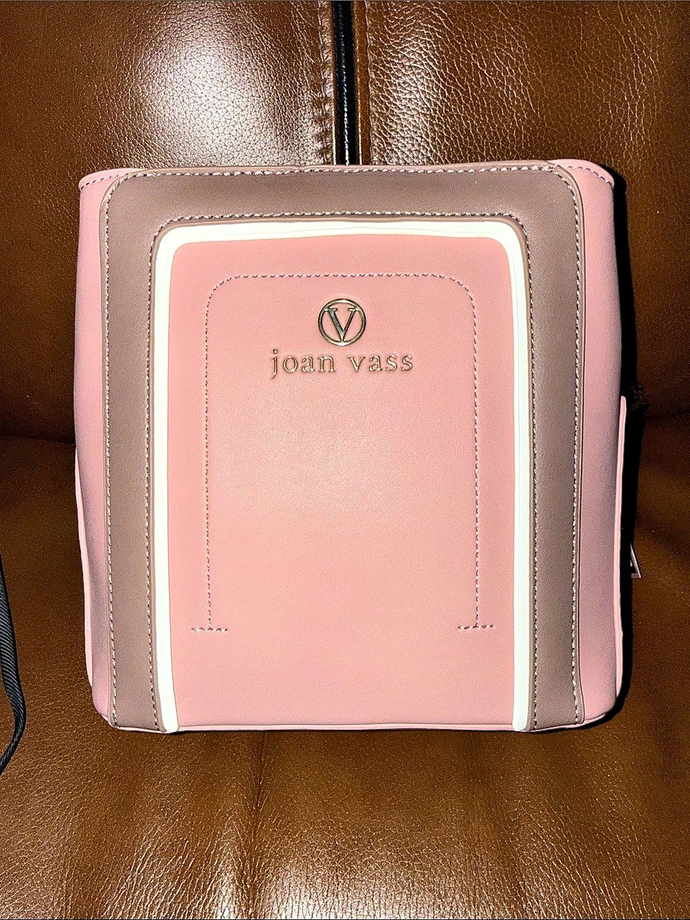 Joan Vass Alexandra Crossbody Pink & White Crossbody NWT
